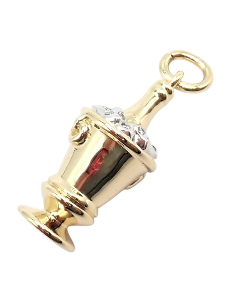 Tiffany  Co 18k Yellow  White Gold Champagne Bucket Diamond Pendant Charm